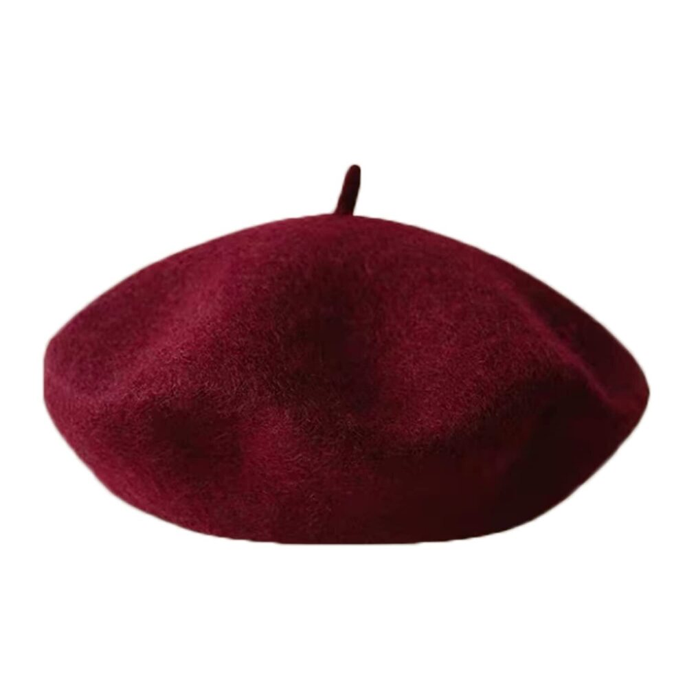 4936 Wool Beret Hat French Style Women Solid Color Thicken Warm Multiple Wear
